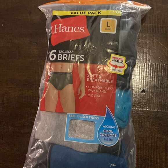 Hanes Comfort Flex Waistband Briefs - Black, Gray, Blue - Picture 4 of 6